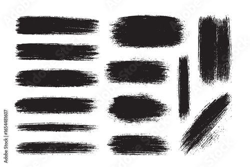 Textured black brush stroke collection in dry grunge style