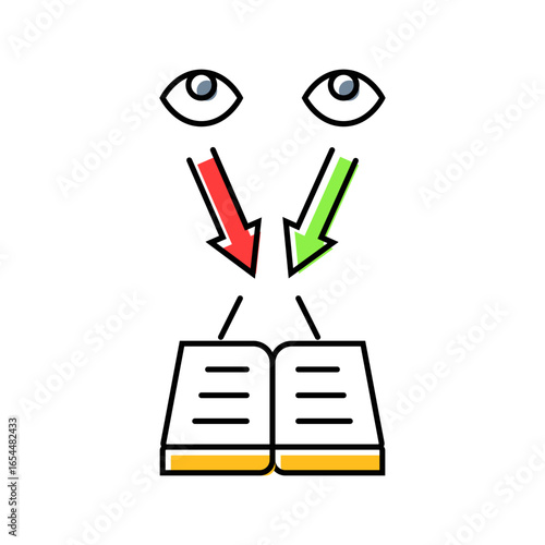binocular vision test optometry eye color icon vector illustration