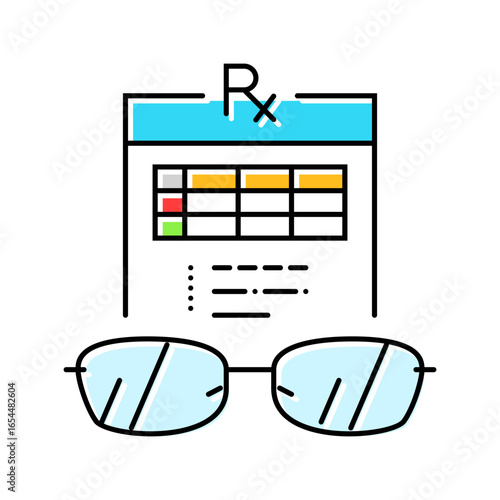 prescription glasses optometry vision color icon vector illustration