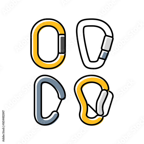 carabiners rock climbing color icon vector illustration