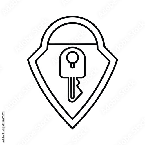 Private Key Security Icon Line Art Illustration