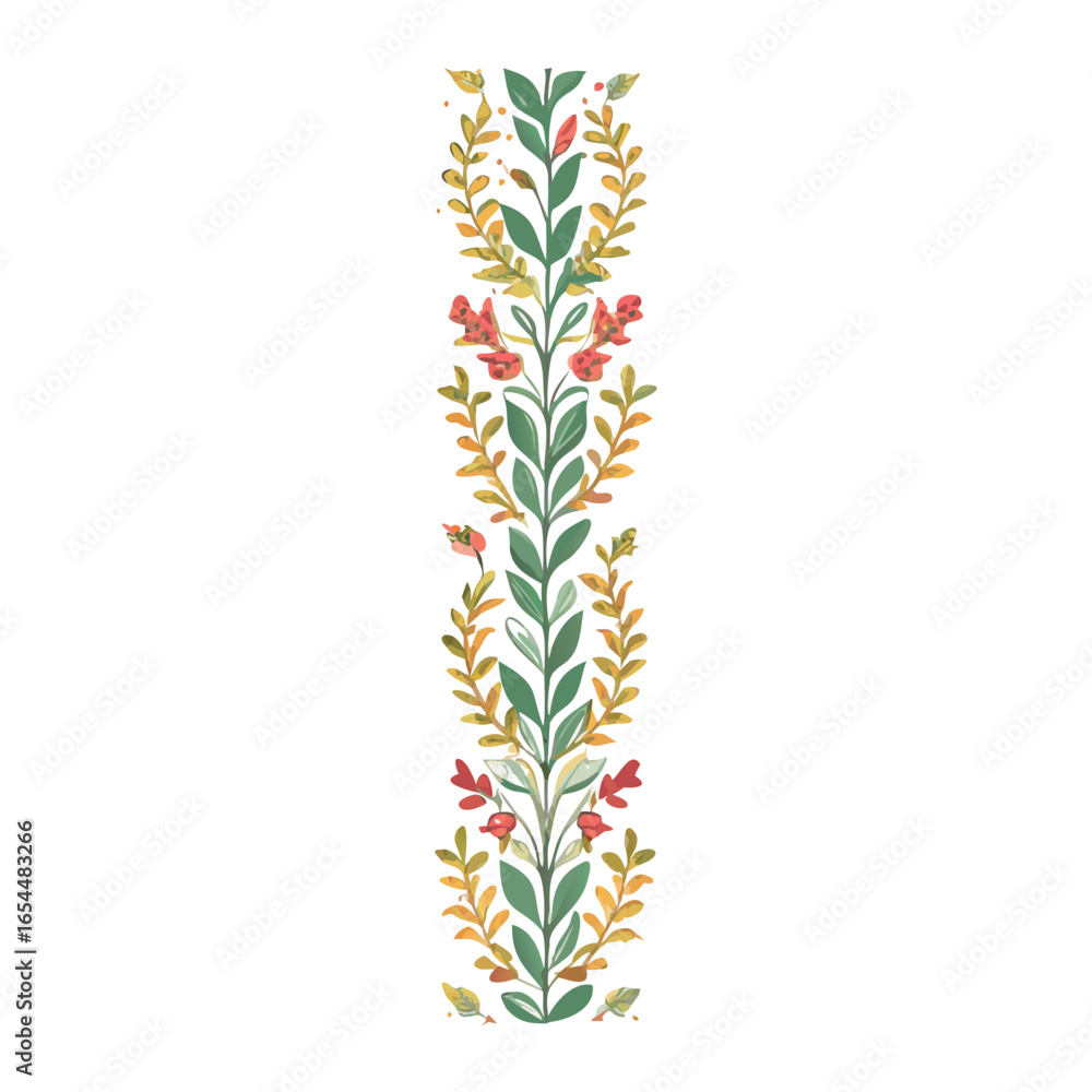 Fototapeta premium Retro Colorful Seamless Vertical Border With Intricate Flower Patterns