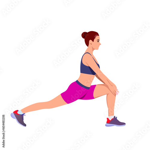 Fit Woman Stretching Her Leg To Warm Up Isolated On Transparent Background
