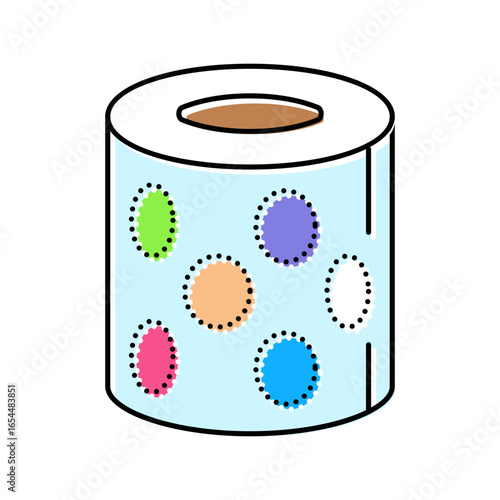 embossed pattern toilet paper color icon vector illustration