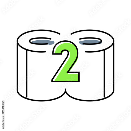 two pack toilet paper color icon vector illustration