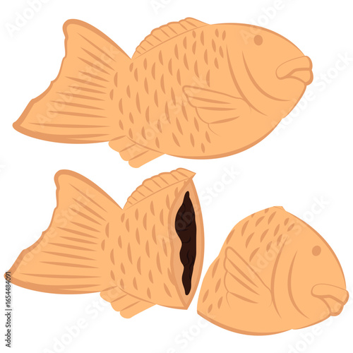 taiyaki, fish-shaped waffle,Japanese street food.