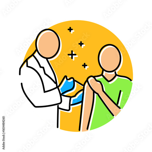 doctor giving vaccine immunization color icon vector illustration