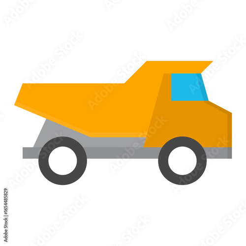 Dump Truck Icon Vector Illustration Flat Version