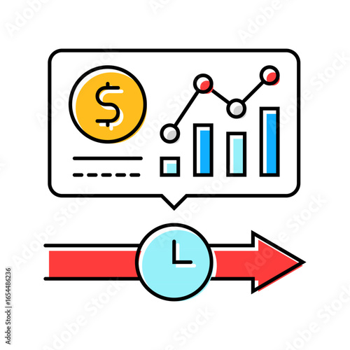 real time spending insights fintech color icon vector illustration