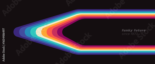 A simple retro-style pattern with colorful stripes, featuring 1980s technology. Vector illustration.