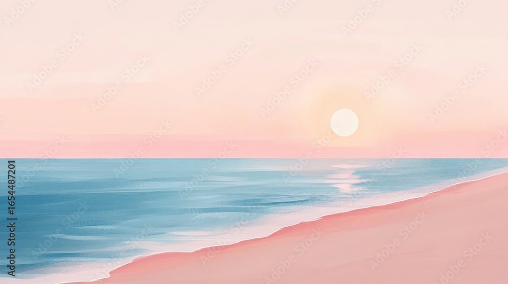 Obraz premium Peaceful Pastel Beach Sunset.