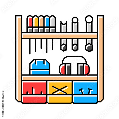 wall mounted tool rack color icon vector illustration