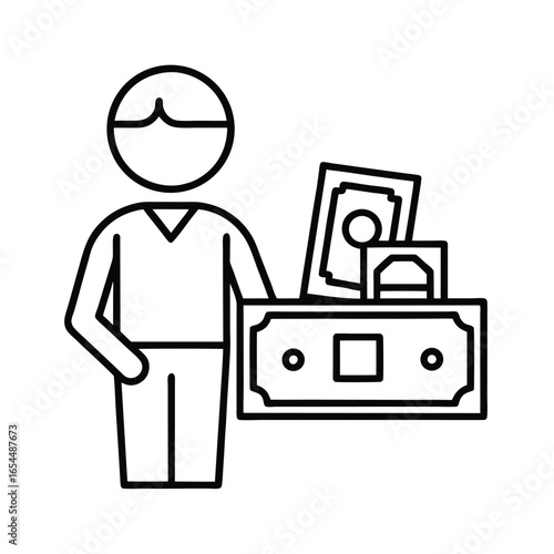 Supplier Payment Cash Transfer Icon Line Art