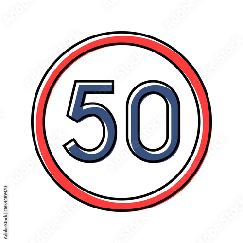 speed limit highway road color icon vector illustration