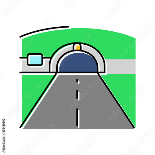 tunnel highway road color icon vector illustration