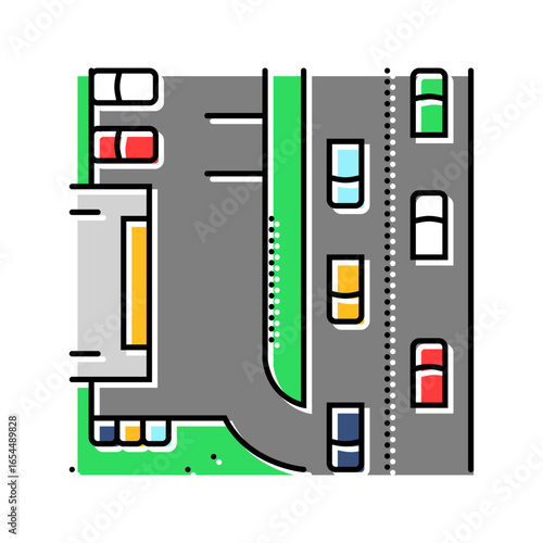 rest area highway road color icon vector illustration