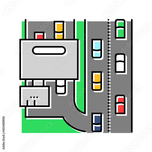 gas station highway highway road color icon vector illustration