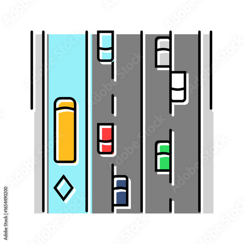 hov lane highway road color icon vector illustration