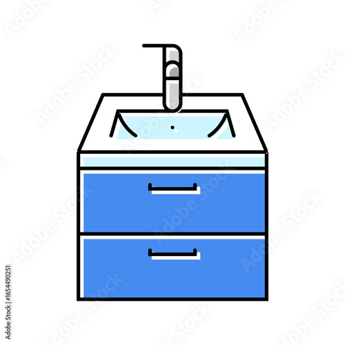 bathroom sink color icon vector illustration