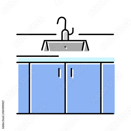 undermount sink color icon vector illustration