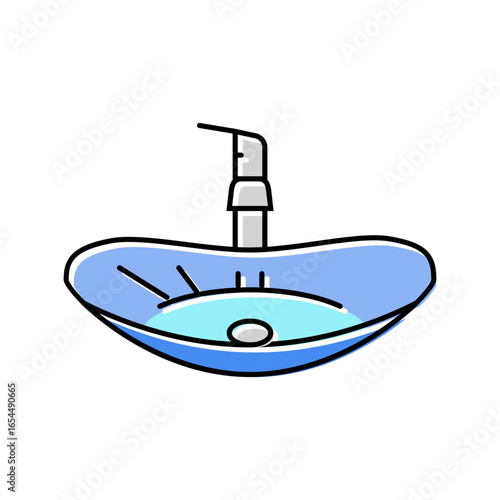 glass bowl sink color icon vector illustration