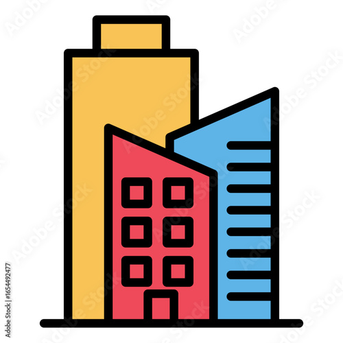 Hotel Icon Vector Illustration Color Version