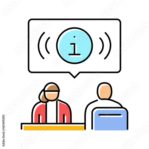 customer service office assistant color icon vector illustration