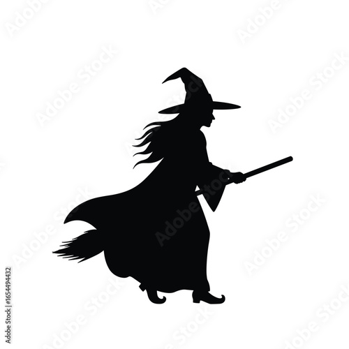 a beautiful witch sihouette