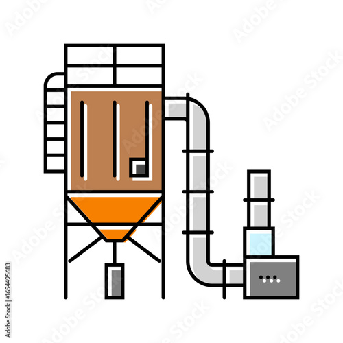 dust collector system cement production color icon vector illustration