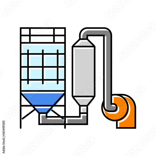emission control equipment cement production color icon vector illustration