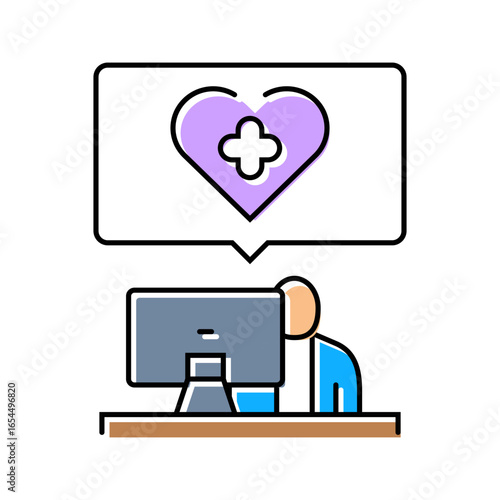 workplace wellness employee health color icon vector illustration