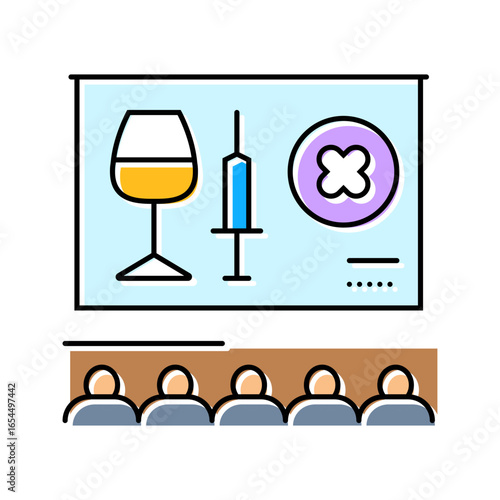 alcohol and drug awareness employee health color icon vector illustration