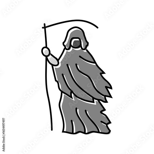 grim reaper mortality color icon vector illustration