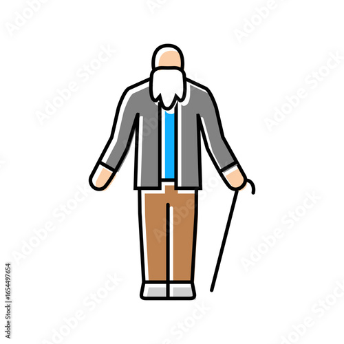 aging person mortality color icon vector illustration