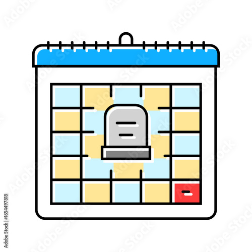 calendar marked date death color icon vector illustration