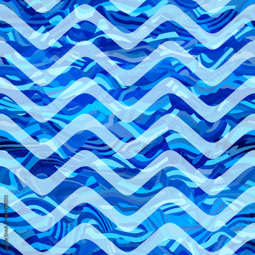 Waves geometric seamless pattern.