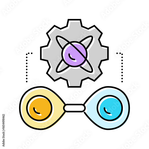 entanglement between two particles color icon vector illustration