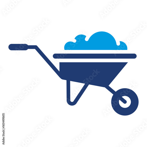 Wheelbarrow Icon Vector Illustration Blue Version