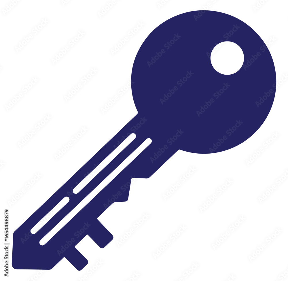 Simple vector illustration of a blue key isolated on a white background Simple vector illustration of a blue key isolated on a white background