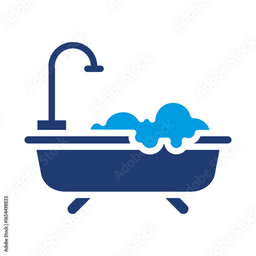 Bathtub Icon Vector Illustration Blue Version