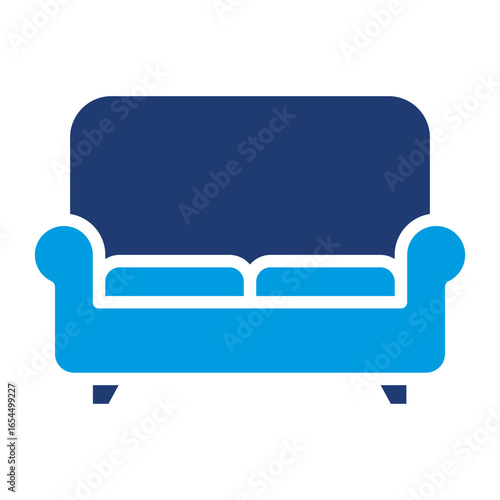 Sofa Icon Vector Illustration Blue Version