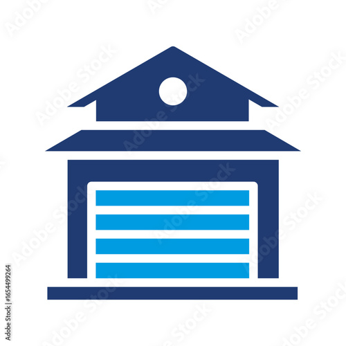 Garage Icon Vector Illustration Blue Version