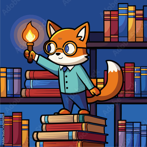 fox librarian with round spectacles