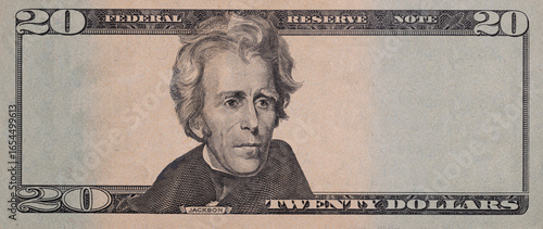 Closeup of 20 dollar banknote  with empty middle area