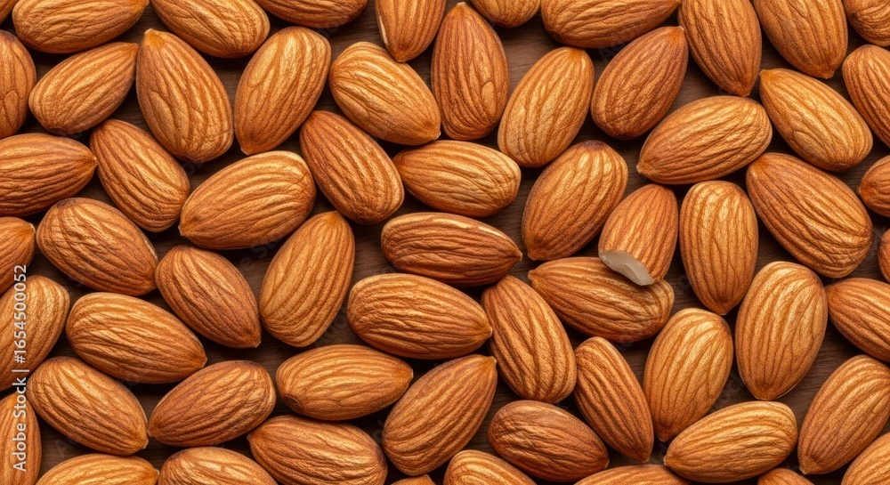 Fototapeta premium Close-up view of many whole almonds