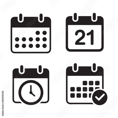 Modern calendar icon design with multiple options, vector calendar icon, Modern minimalist calendar icon for digital and print use