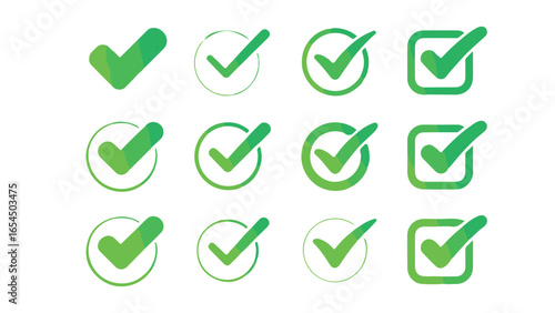 Simple checkmark icon design in multiple colors, vector illustration of the versatile checkmark icon