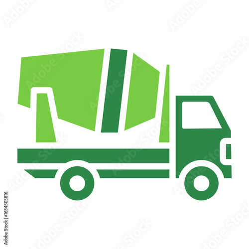 Mixer Truck Icon Vector Illustration Green Version