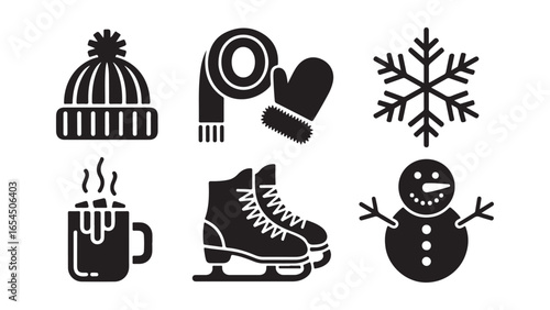 Winter themed icon collection for seasonal graphics
