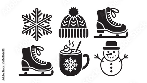 Winter season item collection icons for graphic design projects